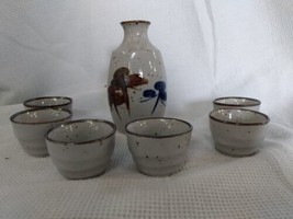 Japanese Saki Tea Set Stoneware Carafe and 6 Cups  - £20.09 GBP