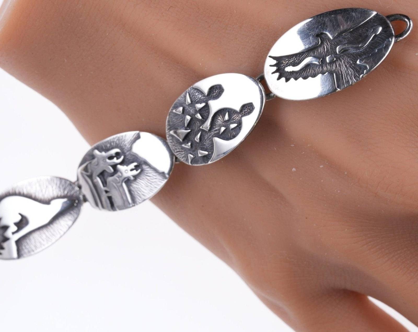 7" Retired James Avery Overlay Sterling Native American Style bracelet - $539.55