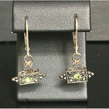 925 Sterling Silver & Green CZ Dangle Earrings Sky - $31.09 925 Sterling Silver & Green CZ Dangle Earrings Sky - $31.09