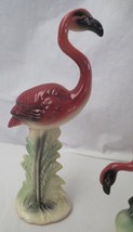Vtg MCM Pr Pink Flamingo Head Down/Up Ceramic Figurine Statue 10&quot; 7&quot; - £98.32 GBP