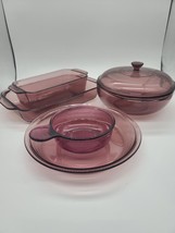 ♻️ Vintage Pyrex Cranberry  Bake CookWare 6- Pc Set 1970&#39;s Baking Set - $2,213.29 MXN