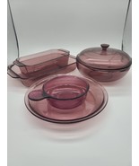 ♻️ Vintage Pyrex Cranberry  Bake CookWare 6- Pc Set 1970&#39;s Baking Set - $118.79