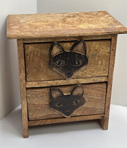 Adorable Small Wood Storage 2 Drawer With Fox Drawer Pull 8.5 By 8” - $23.36