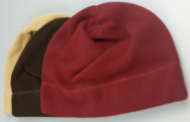 Beanie Ski Hat Cap Solid 3PK Tan/ Brown/ Red NWOT  1566 - £6.70 GBP