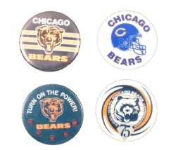 4 Vintage Chicago Bears 2.25 Inch Button Pinbacks 1 With 1991 Schedule 1 Lighted - £16.58 GBP