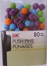 Globe Head Colored Push Pins 80 Count - £2.35 GBP