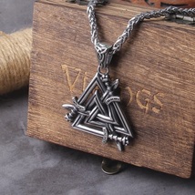 Stainless Steel Sword Valknut Pendant Necklace Chain Men&#39;s Fashion Jewelry Gifts - $16.95+