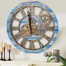 Wall clock 24 inches with real moving gears Ocean Blue - £181.91 GBP