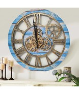 Wall clock 24 inches with real moving gears Ocean Blue - £148.86 GBP