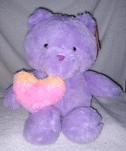 Animal Adventure Purple Teddy Bear with Heart Pillow Plush 12&quot; NWT - £13.88 GBP