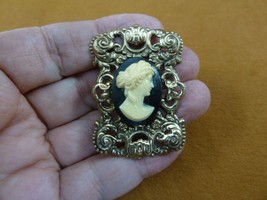 (CS24-34) Small ROMAN Lady black/white CAMEO Pin Pendant Jewelry brooch necklace - £23.12 GBP