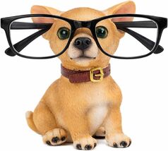 Dog Eyeglass Holder Resin Figurine Chihuahua Glasses Stand Desk Nightstand - $12.86