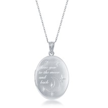 Stering Silver &quot;I Love You To The Moon &amp; Back&quot; Oval Locket W/chain - £96.27 GBP