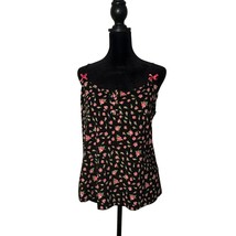 Betsey Johnson intimates Top Womens S Black Pink Floral Print Bow Ruffle... - $400.66 MXN