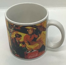 Coca Cola Coffee Mug Cup Picnic Scene Stoneware Sakura  - £18.67 GBP