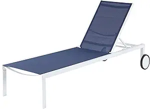 Peyton Sling Armless Chaise Lounge In White/Navy - $613.99