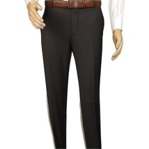 Men's MONO Turkey Slacks 100% Wool Plain Front Slim Fit 2502-11 D. Brown image 5