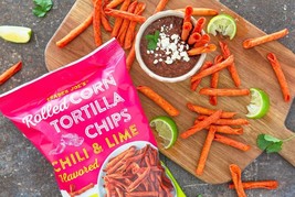 2 Packs Trader Joe&#39;s Rolled Corn Tortilla Chips Chili &amp; Lime Flavored 9 oz Each - £11.55 GBP