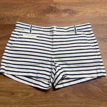 Gap Blue White Striped Welt Pocket Linen Look Cotton Shorts Womens Size 2 - £14.86 GBP