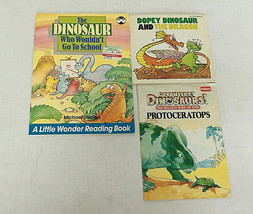 Paperback dinosaur 3 book lot protoceratops dopey dinosaur little wonder reading - £16.12 GBP