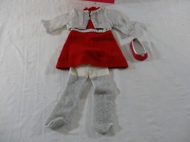 American Girl Doll Ruby &amp; Ribbon Knit Dress Cardigan Tights Red one Shoe 2010 - £16.62 GBP