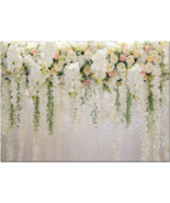 10X8Ft White Rose Floral Theme Photography Background Wedding Bridal Sho... - £54.47 GBP