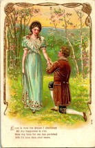 Vtg Cartolina 1910s Romance Non Usato Dorato &amp; Rilievo W Poesia Marriage - £14.27 GBP