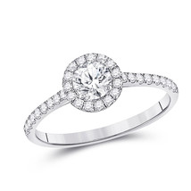 14kt White Gold Round Diamond Halo Bridal Wedding Engagement Ring 3/4 Ctw - £2,011.65 GBP