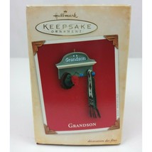 2004 Hallmark Keepsake Ornament Grandson Shelf With Hat &amp; Scarf On Pegs - £6.29 GBP