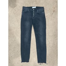 Free People Black Distressed Exposed Button Fly Jeans 28 Straight Leg Fr... - $18.42