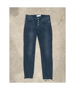 Free People Black Distressed Exposed Button Fly Jeans 28 Straight Leg Fr... - $25.19 CAD