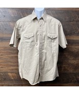 Wrangler Western Shirt Men Pearl Snap Wrancher Khaki Button Up Large Vin... - $23.88