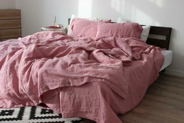 Rose Pink With Buttons Twin Full Double Queen King Toddler Cotton Bedding Set  - £39.69 GBP+