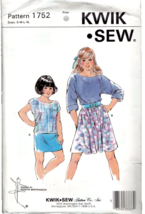 Kwik Sew Sewing Pattern #1752 Size S-M-L-XL Girls' Skirt & Top Martensson Design - $6.50