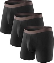 DAVID ARCHY Men&#39;s Bamboo Rayon Boxer Briefs w Support Pouch 3-Pack New size L - £19.43 GBP