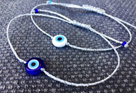 Silver string Evil eye bracelet Protection jewelry Nazar Turkish Greek bracelet - £5.51 GBP