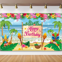 Summer Hawaiian Birthday Backdrop for Hawaiian Luau Party Decorations Hawaiian A - £16.79 GBP