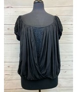 Free People Boho Cold Shoulder Crop Top Shirt Blouse Black Size Small NE... - $442.16 MXN