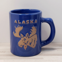 Alaska Moose Blue Embossed Souvenir 10 oz. Stoneware Coffee Mug - £11.46 GBP