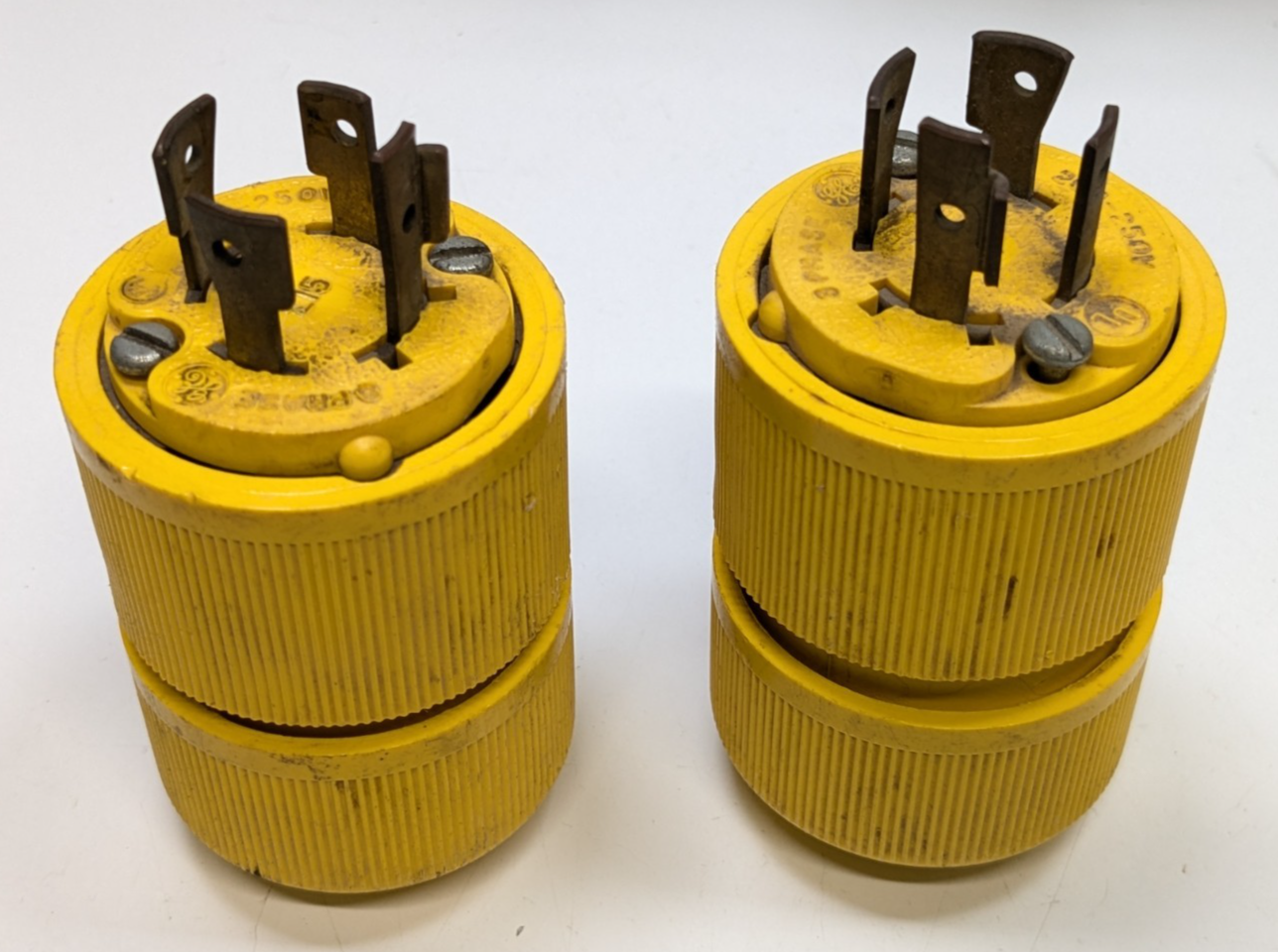 Lot of 2 General Electric Twist Lock Male 20A 3-Pole 250V Plug 4 Wire 3 ... - $24.74
