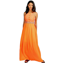 NEW Bohoo Neon Orange Lace Up Back Maxi Dress Sz 6 - £17.64 GBP