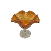 Vintage Fenton Marigold Carnival Glass Peacock and Urn Compote 5 1/2&quot; - £38.18 GBP