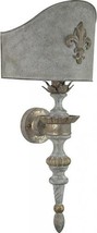 Wall Sconce 1-Light Gold Distressed Blue Gray Set 2 Wood Metal Shade Carved  - £550.75 GBP