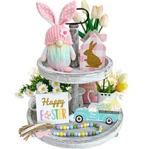 Easter Decorations, 5Pcs Easter Gnome Tiered Tray Decor, 3 Glitter Easte... - £28.13 GBP