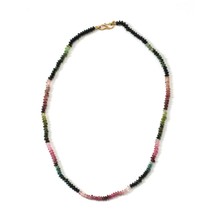 Tourmaline Handmade Necklace Mala , Tourmaline Silver Gold Plated , Tour... - £107.51 GBP