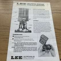 LEE AUTO DISK POWDER MEASURE INSTRUCTIONAL MANUAL - $7.65