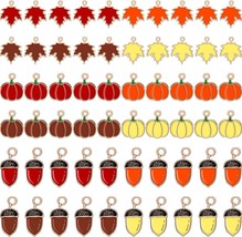 Fall Charms Set Enamel Pendants Pumpkin Acorn Maple Leaf Bulk Jewelry Supply 60p - £17.99 GBP