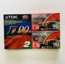 4 New TDK  &amp; Maxell 90-Min Blank Audio Cassette Tapes Normal Bias Type 1  Sealed - £11.64 GBP