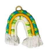 Woven Rainbow Tapestry Wall Window Hanging with Fringe Kids Boho Decor 8&quot; - $20.12 CAD