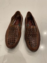 Men’s Brown Leather Woven Lions Den by Haband Loafers Slip on Shoes Size... - $20.00